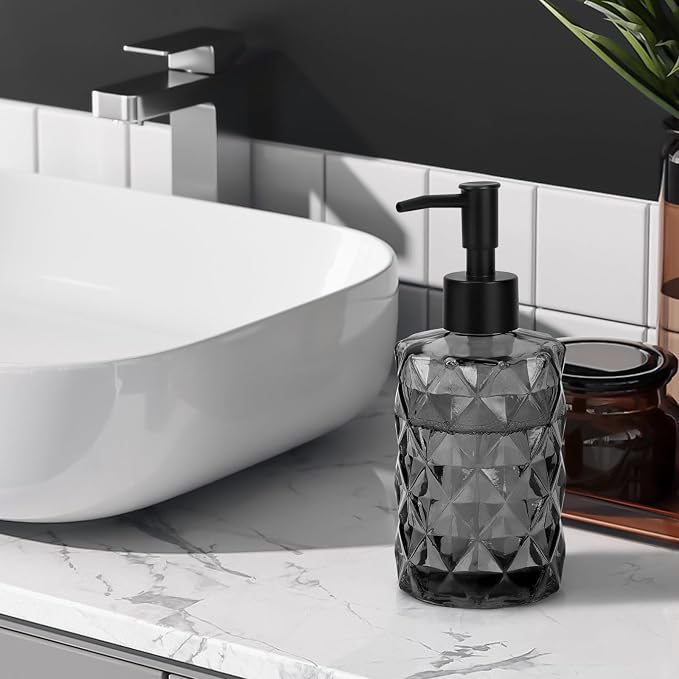 11oz Glass Soap Dispenser with Plastic Pump, Elegant Dispenser - Image 7
