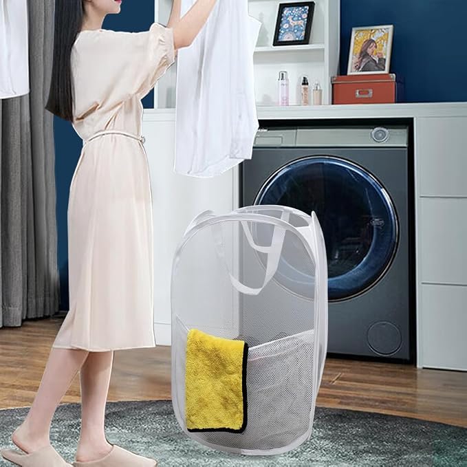 Pop Up Laundry Hamper, Reinforced Mesh Laundry Basket - Image 5