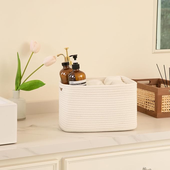 OIAHOMY 4 Pack Storage Baskets for Organizing 24L Cube Storage Bins White - Image 4
