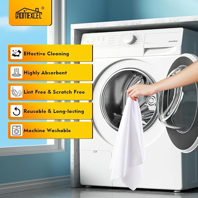 HOMEXCEL White Microfiber Cleaning Cloth 100 PK, Towels - Image 7