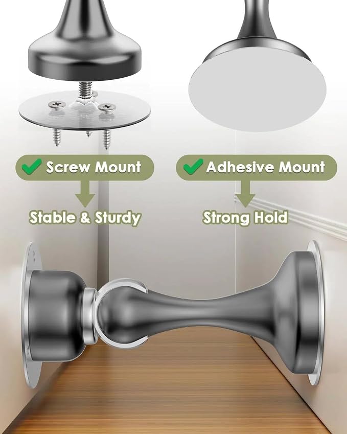 Door Stoppers Magnetic Door Catch, Stainless Steel Magnetic Door Stop 2 Pack - Image 2