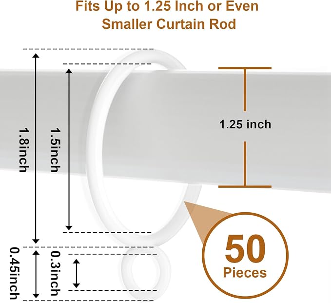 50 Pack White Metal Curtain Rings - Image 2