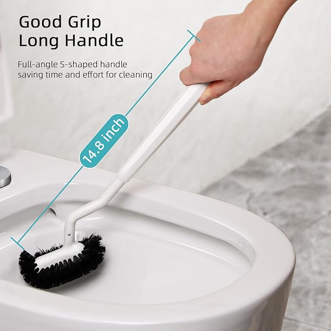 HAMITOR Toilet Bowl Brush Holder Set: Curved Bristle - Image 5