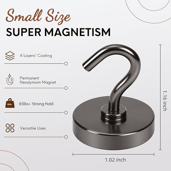 Neosmuk Magnetic Hooks, 85lb Heavy Duty, 10 Pack - Image 6