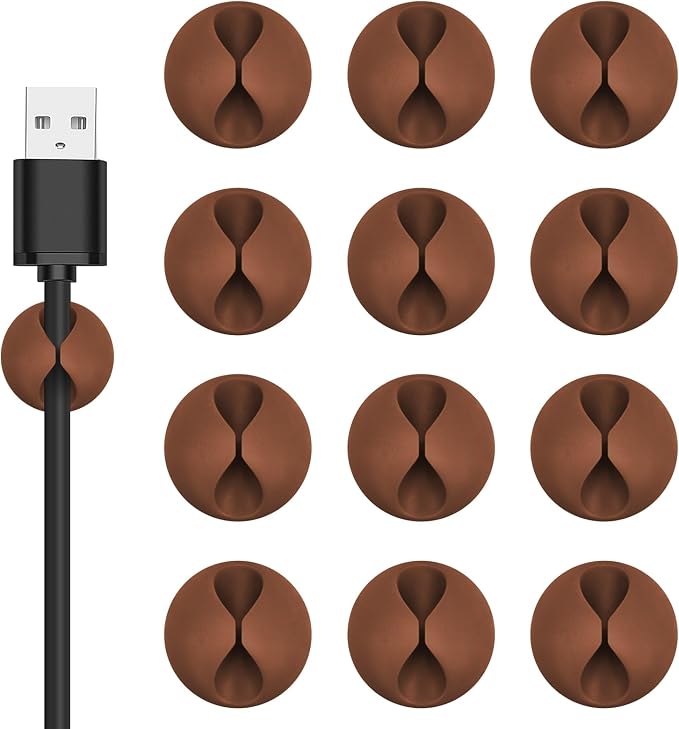 12PCS Coffee Adhesive Cable Clips Cord Organizer by Flezoo