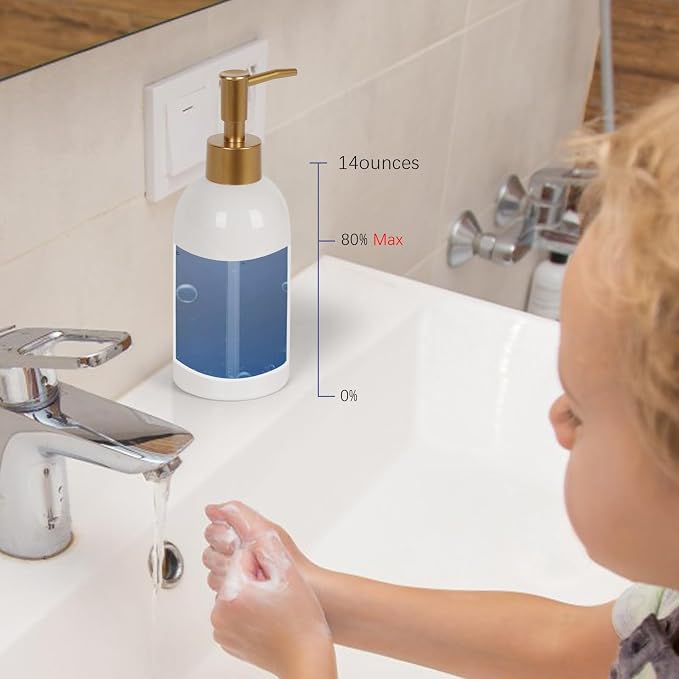 Natheeph 2PC 14OZ Ceramic Soap Dispenser Can Fill Hand Soap | Refillable - Image 3
