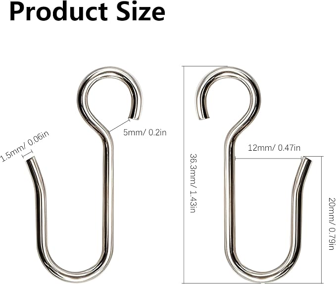 60Pcs Metal Curtain Track Hooks S Shaped Small Drape Curtain Wire Hooks - Image 2