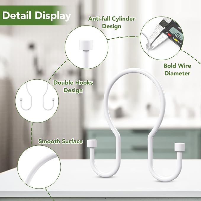 Goowin Shower Curtain Hooks, Simple Shower Curtain Rings, Sturdy Shower Curtain - Image 4