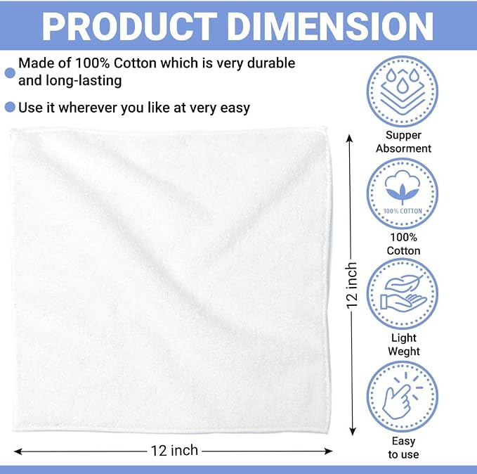 QUBA LINEN 100% Cotton Washcloth Set 24 Packs – Soft, Absorbent Face Towels - Image 7