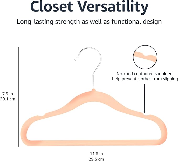 Amazon Basics Kids Space Saving Velvet Non-Slip Clothes Hangers - Image 4