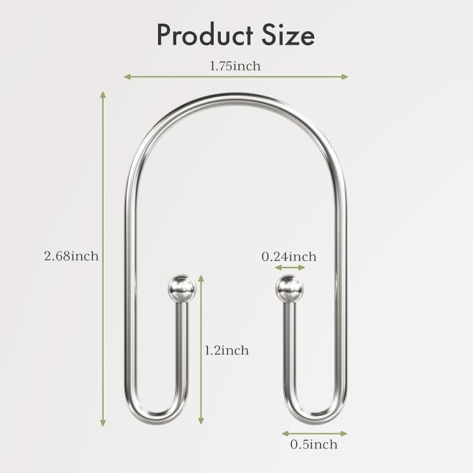 AmazerBath Shower Curtain Hooks, Nickel Shower Curtain Hooks Rust Proof - Image 7