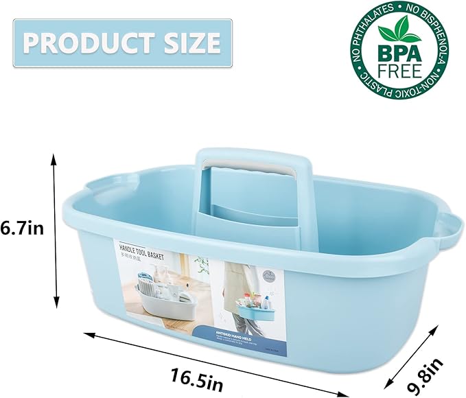 Large Cleaning Supplies Caddy Portable Shower Caddy Basket Blue 2 Pack - Image 5