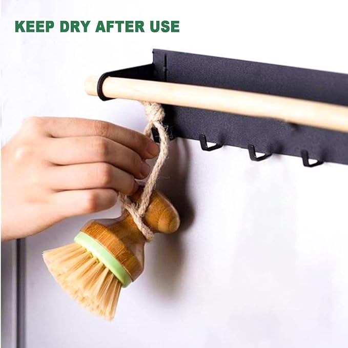 Bamboo Dish Brush, Scrub Brush for Dishes Pots Pans Kitchen Sink Cast Iron - Image 4
