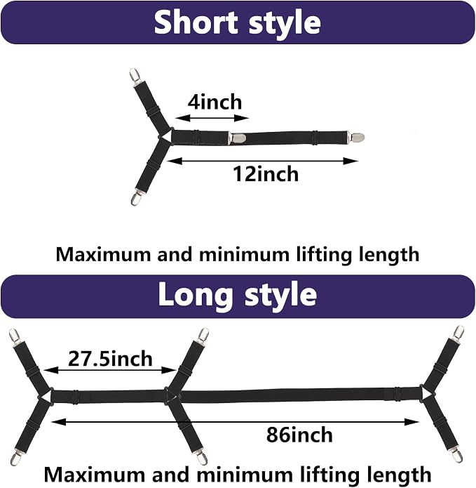 Luyena Bed Sheet Straps, 6 Pack, Adjustable Elastic Fitted Sheet Holders | - Image 3