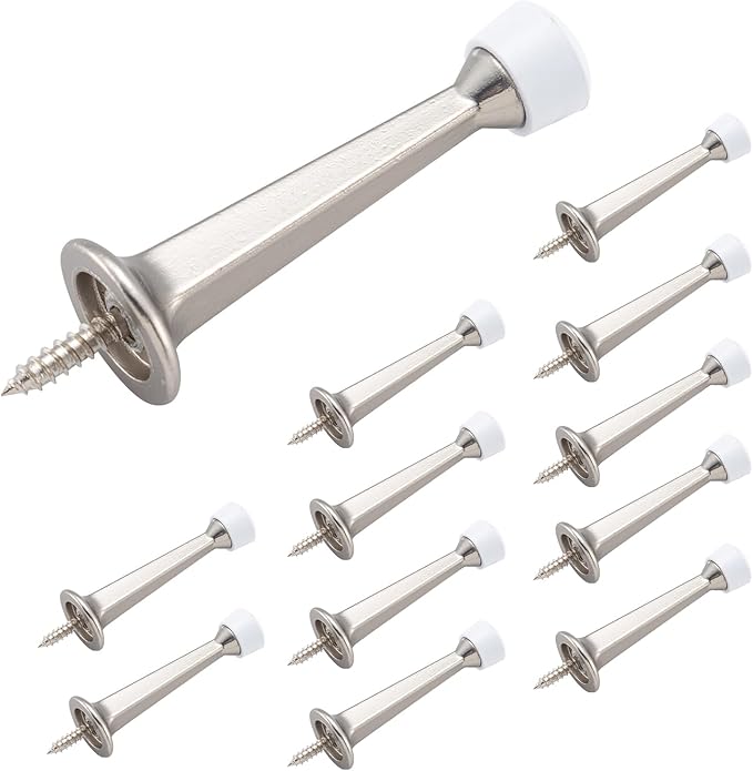 HOME MASTER HARDWARE 3" Heavy Duty Solid Door Stop, 12 Pack, Satin Nickel | by HOME+MASTER+HARDWARE