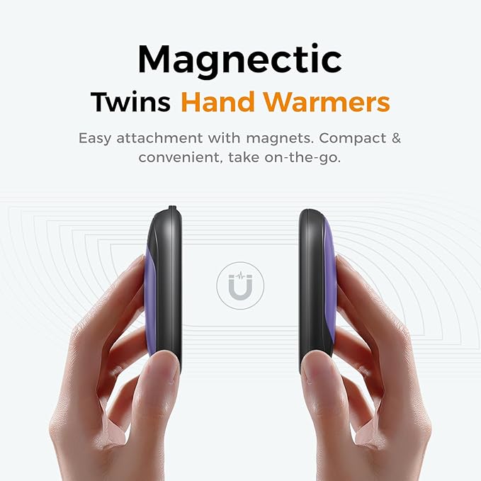 OCOOPA Magnetic Hand Warmers Rechargeable 2 Pack, UL Safety Heat 100-126°F, 3-Settings, Pocket-Sized, Max. 8 Hrs Long Lasting,Great for Raynauds, Golf, Hunting, Camping, Gifts for Men Women, UT3 Lite