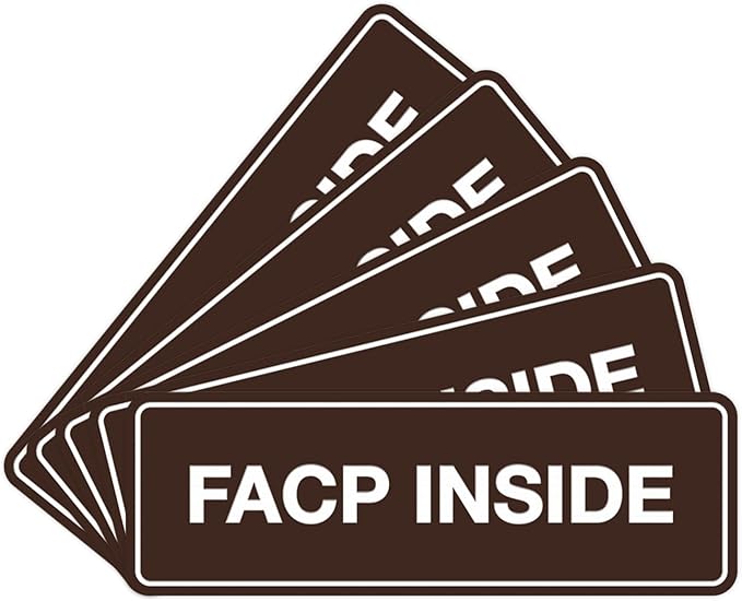 Signs ByLITA Standard FACP Inside Sign | Fire Safety Signage (Dark Brown) - Medium 5 Pack