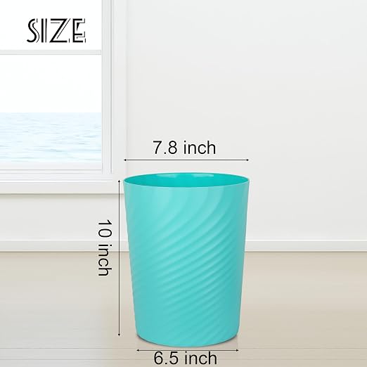 UUJOLY Plastic Small Bathroom Trash Can Wastebasket Garbage Can, Light Blue | - Image 6