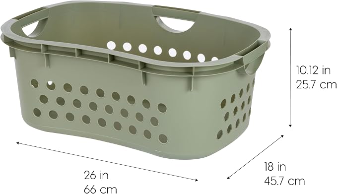 IRIS USA Laundry Basket, 51L Plastic Hip Hold Hamper, 4 Pack, Sage Green - Image 3