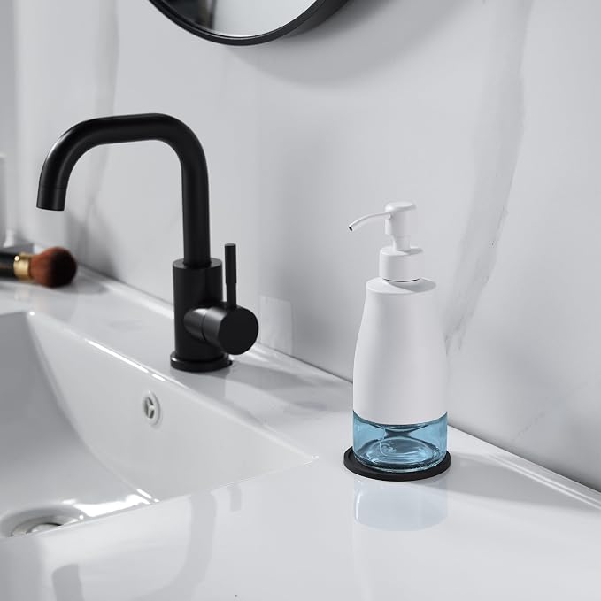 Gaussra White Soap Dispenser - 11 OZ / 320 ML | Stainless Steel and Glass - Image 2