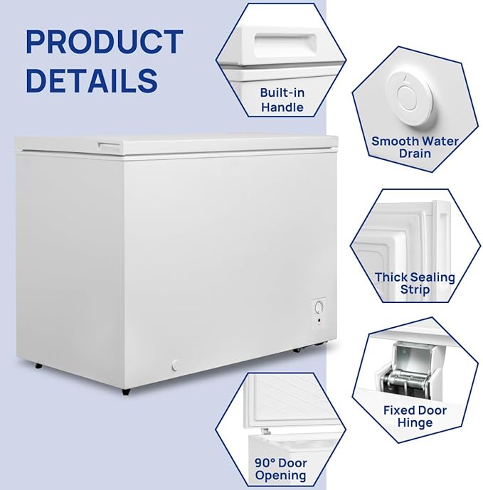 Smad Chest Freezer 10.5 cu.ft Mechanical Control with Removable Basket Top Open Door Deep Freezer, 14℉ -11.2℉, Free Standing, White