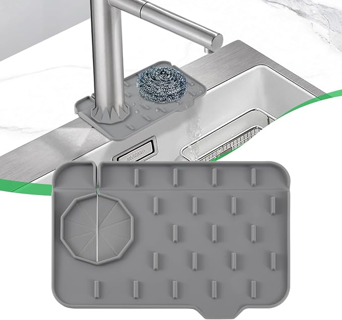 Kitchen Sink Splash Guard, Silicone Faucet Mat, 8.3 x 5.7 Inch | Soap Dish Pad by Unknown