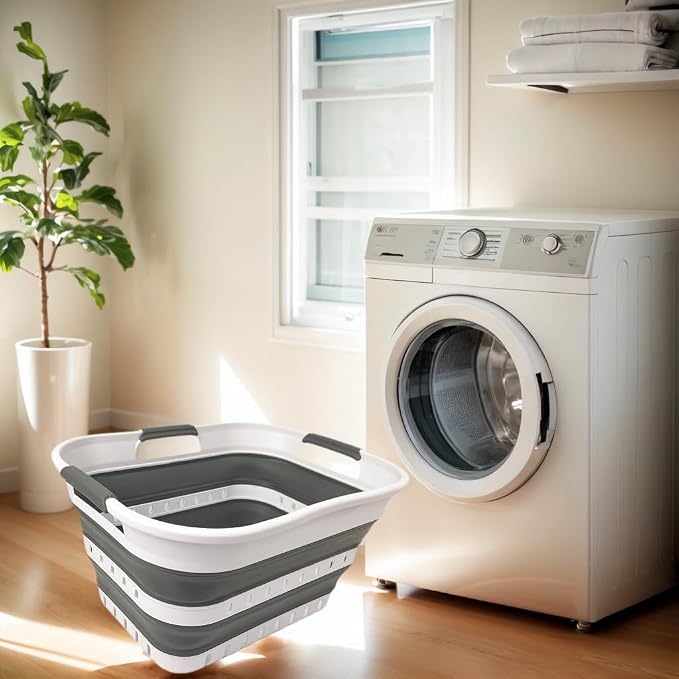 SAMMART Collapsible Plastic Rectangular Laundry Basket - Image 2