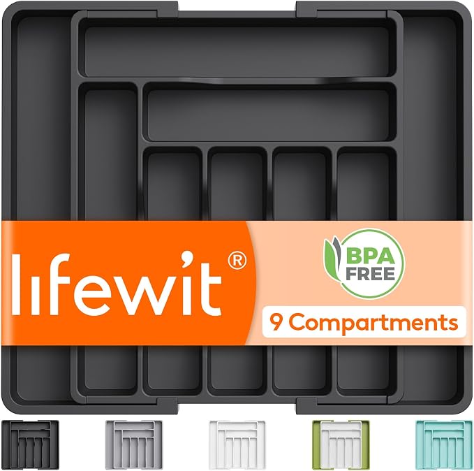 Lifewit Expandable Silverware Drawer Organizer, Kitchen Utensil Tray | BPA-free by Lifewit