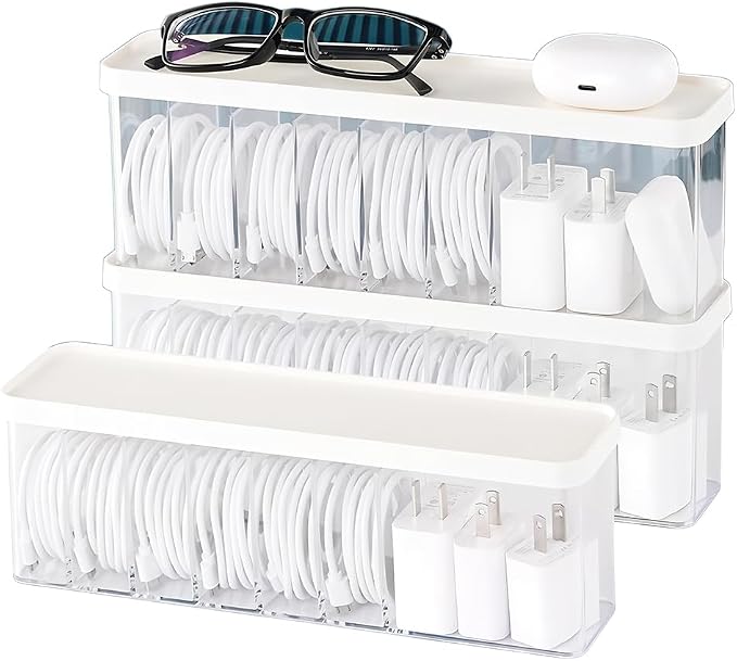 Charger Cable Cord Storage Organizer Box by Nkocvew