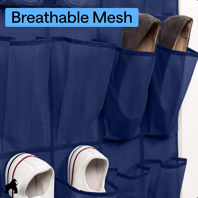 GORILLA GRIP Over the Door Shoe Organizer, 24 Large Pockets, Space Saving - Image 5
