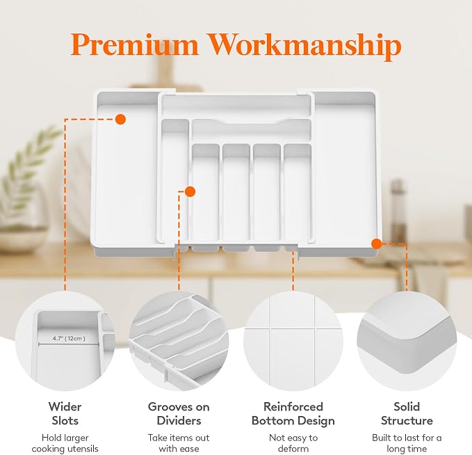 Lifewit Expandable Silverware Drawer Organizer, Kitchen Utensil Tray | BPA-free - Image 6