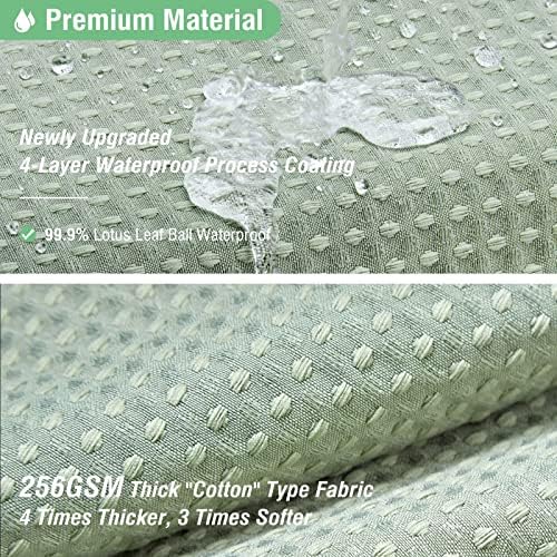 Dynamene Extra Long Waffle Shower Curtain 256 GSM Fabric 72x96 Sage Green - Image 3