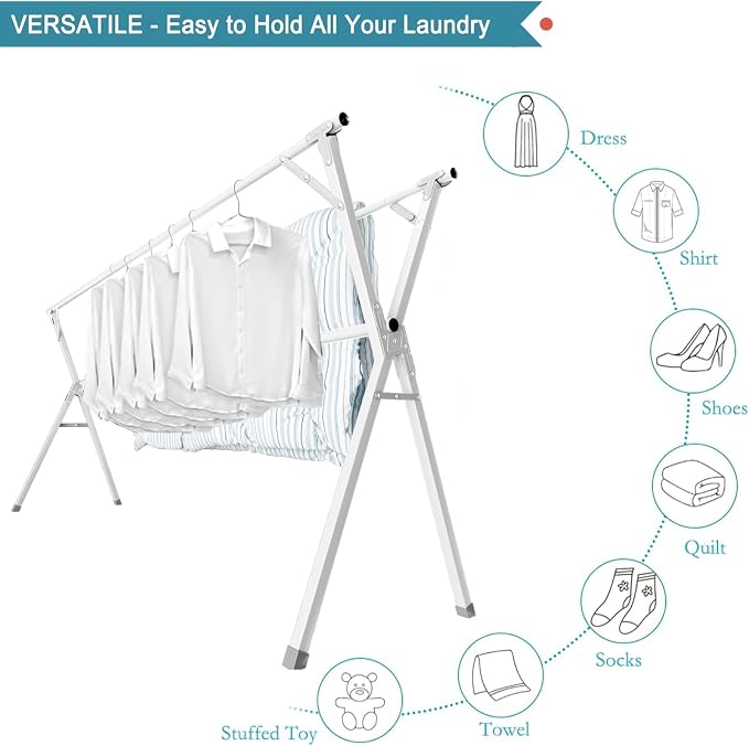 95 Inches Clothes Drying Rack, Drying Rack Clothing Folding Indoor Outdoor - Image 2