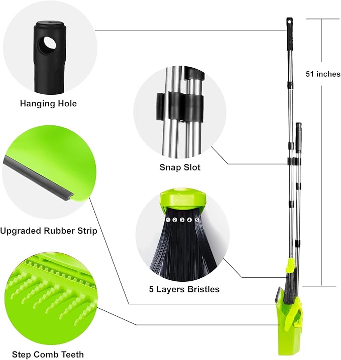 Broom and Dustpan Set for Home, ZeroGap Lip, Upright Storage Broom Combo for - Image 8