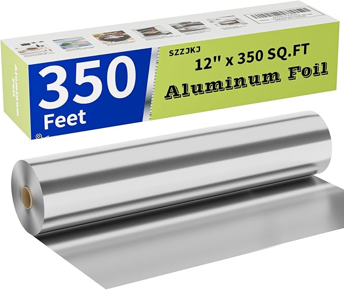 Aluminum Foil Roll, 12in x 350Sq Ft Aluminum Foil, Thick Strong Tin Foil by SZZJKJ