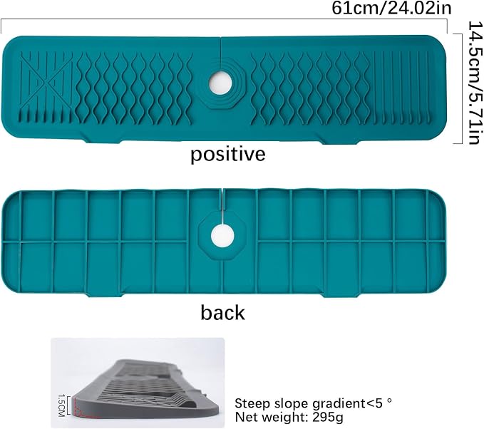 24 Inch Faucet Mat for Kitchen Sink Silicone Sink Splash Guard 5° Slope Faucet - Image 6