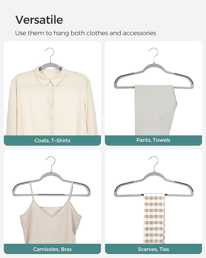 SONGMICS Plastic Clothes Hangers, Space-Saving | 0.2 Inches Thick, 17.7 Inches - Image 4