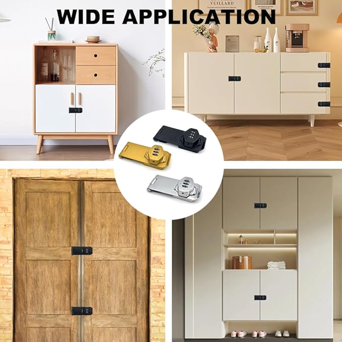 2Pcs Cabinet Password Rotary Hasp Locks,4 Inch Keyless Combination Lock for Cabinets,Gates,Doors,Closets and More (Black)