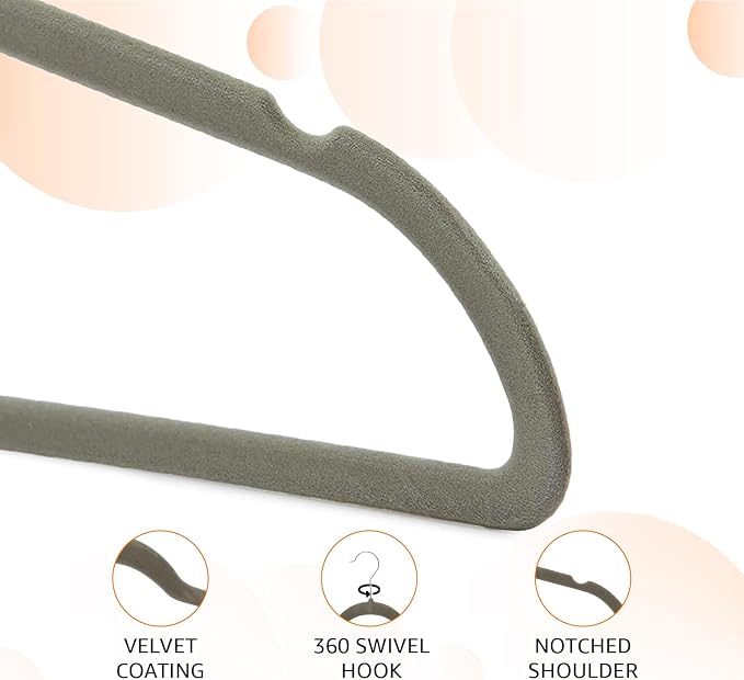 Amazon Basics Slim Velvet Non-Slip Space Saving Suit Clothes Hangers, Sturdy - Image 2