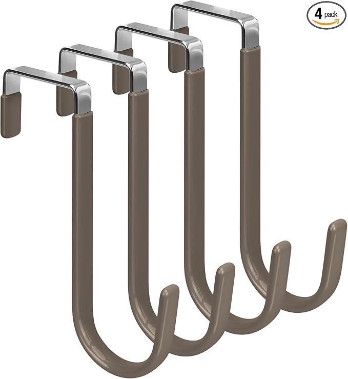 FYY Over the Door Hooks, Single-Hanger 4 Pack, Fits Doors 1 3/8" Brown | Heavy by FYY