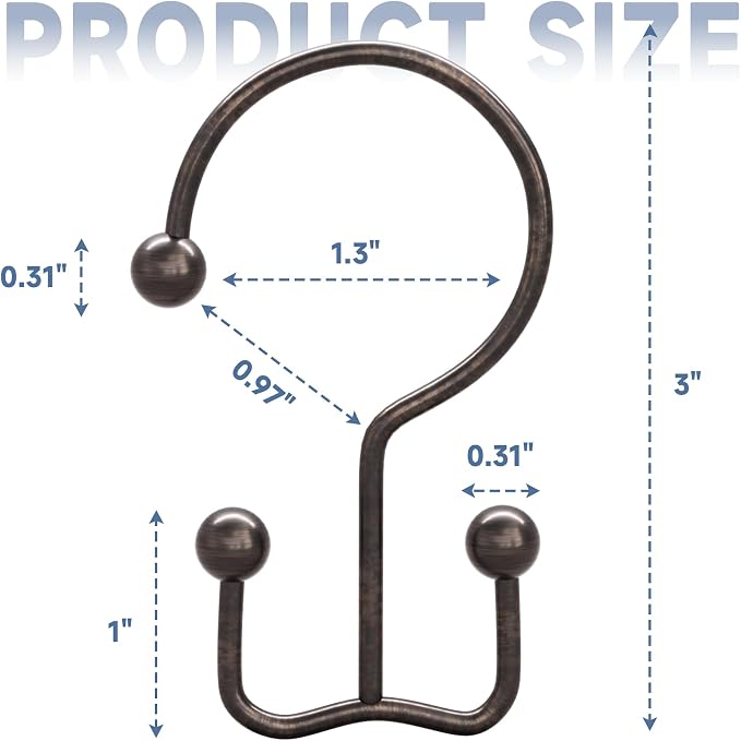 Titanker Shower Curtain Hooks Rings, Rust Resistant Metal Minimalist Simple - Image 5