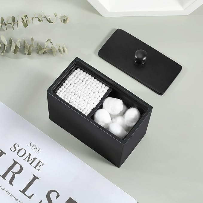 Luxspire Cotton Swab Holder, Dual Compartment Qtip Holder - Image 2
