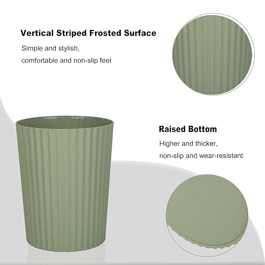 Small Bathroom Trash Can Plastic Wastebasket Garbage Can Green 2 Pack | Sturdy - Image 4