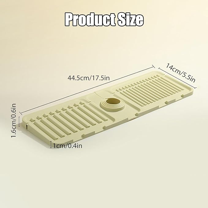 Faucet Mat For Kitchen Sink Silicone Splash Guard Mat, Snap On Cuttable Hole - Image 2