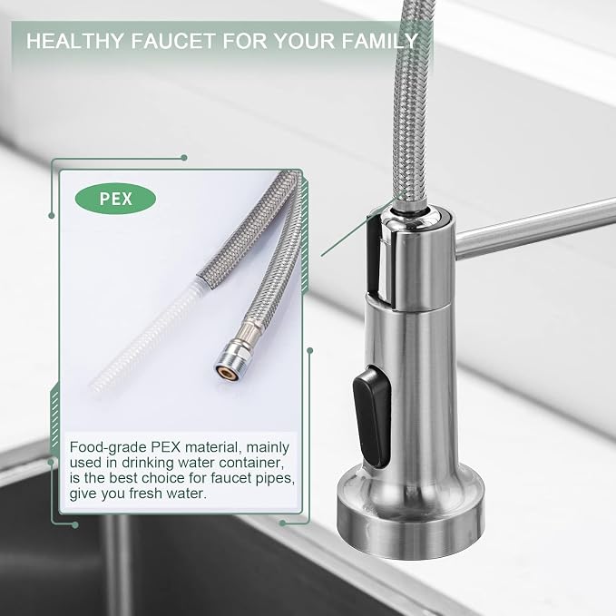WEWE Brushed Nickel Kitchen Faucet - Image 5