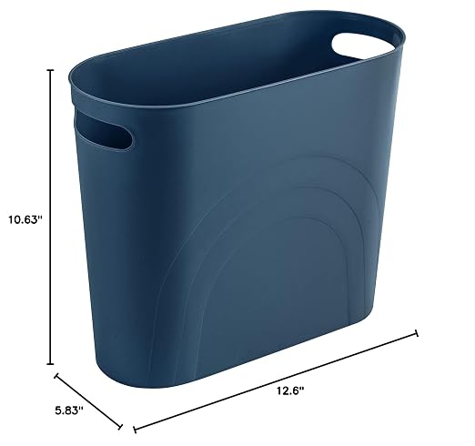 rejomiik Small Bathroom Trash Can, 3.5 Gallon Slim Garbage Can, Teal Blue | - Image 10