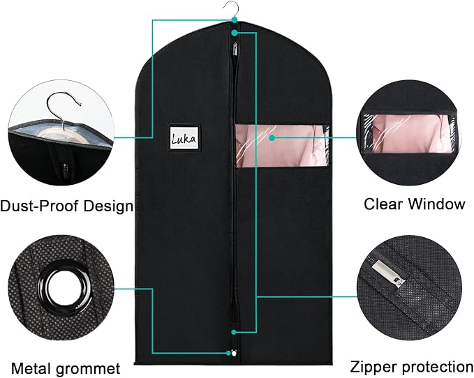 Univivi Garment Bag Suit Bag for Storage and Travel, 40 Inch, Non-woven Fabric - Image 3