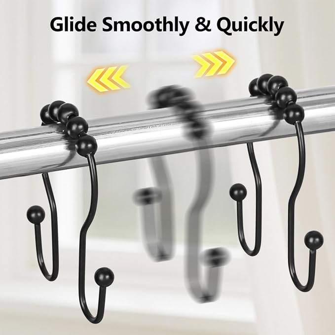 Resze 12PCS Shower Curtain Hooks, Sturdy Metal Shower Curtain Rings | Glide - Image 6
