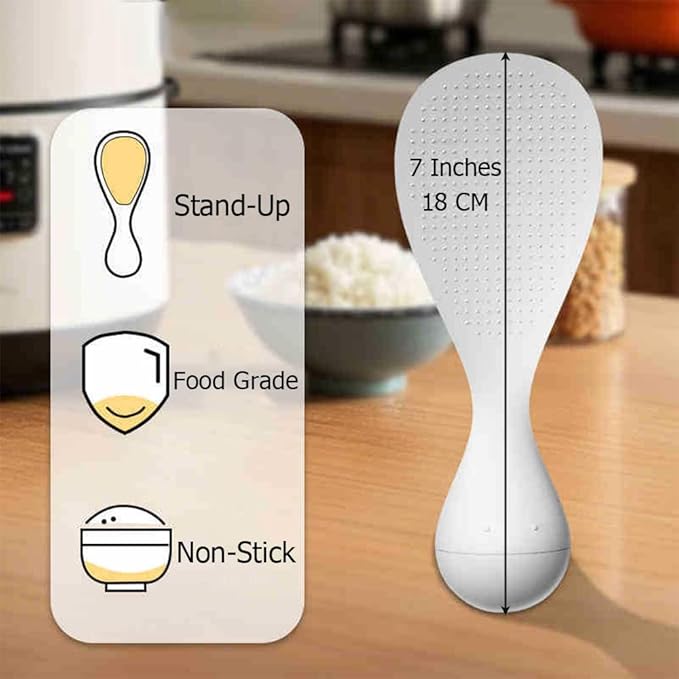 Tumbler Anti-Stick Plastic Rice Spoon,Creative Stand Up Non Stick Rice Spoon Scooper Spatula,Rice Cooker Practical Spoons Kitchen Utensils for Salads Mashed Potato