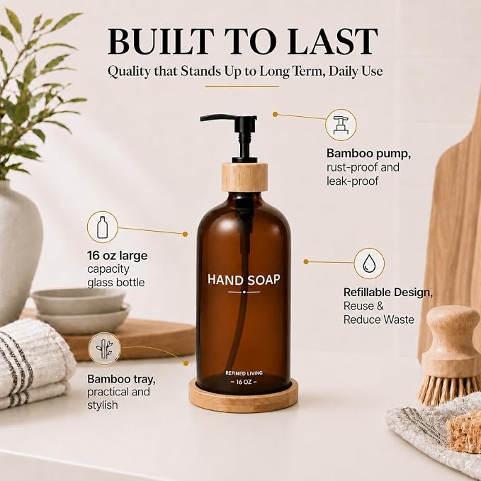 Dish Soap Dispenser, 16OZ Glass Kitchen Soap Dispenser - Image 4